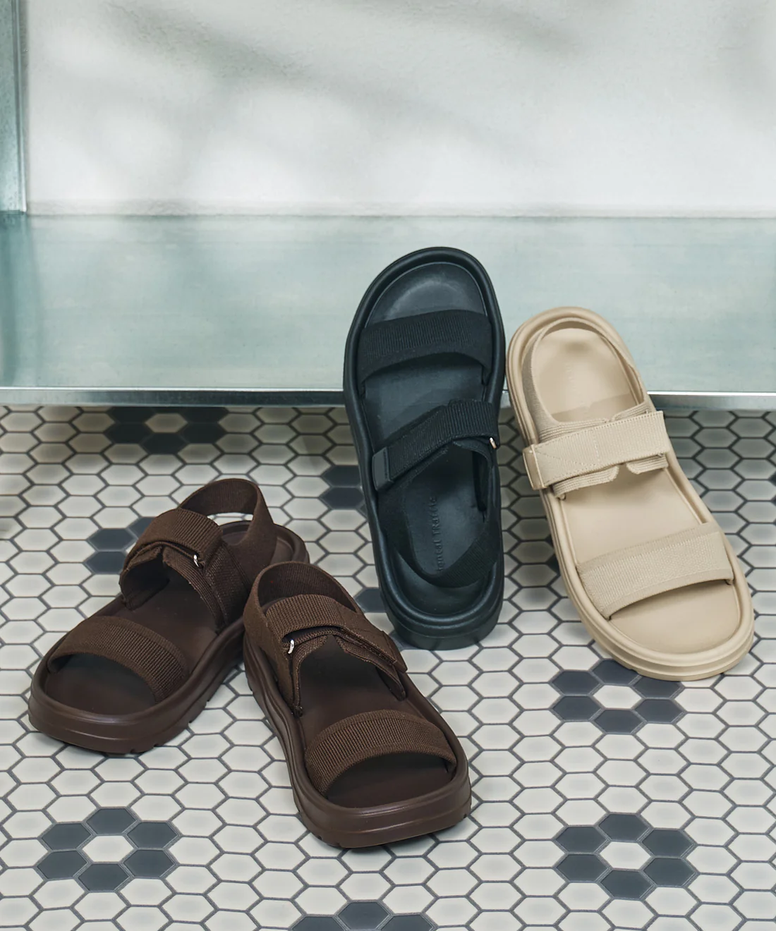 ★【Fit meサンダル】ニットダブルベルトサンダル★