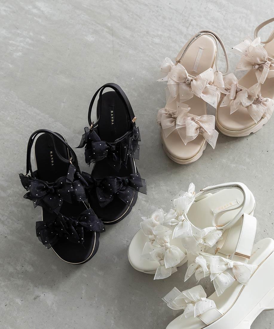 【NEW】シアーミニリボンウェッジスポーツサンダル